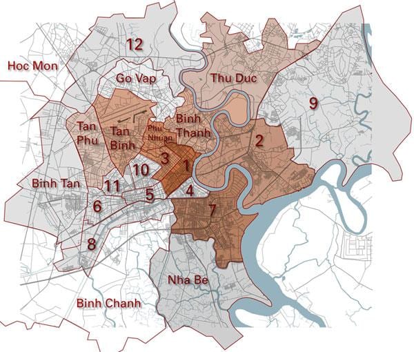 quận bản đồ sài gòn
